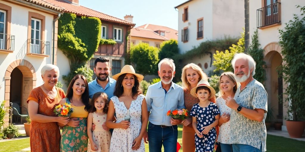 Family enjoying time together in a sunny Portuguese landscape.