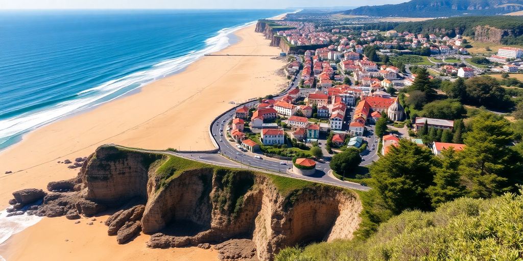 Scenic coastal landscape of Portugal with beautiful beaches.