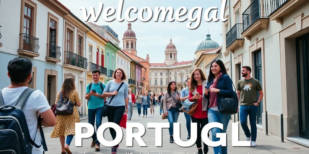 Diverse newcomers arriving in Portugal's vibrant streets.